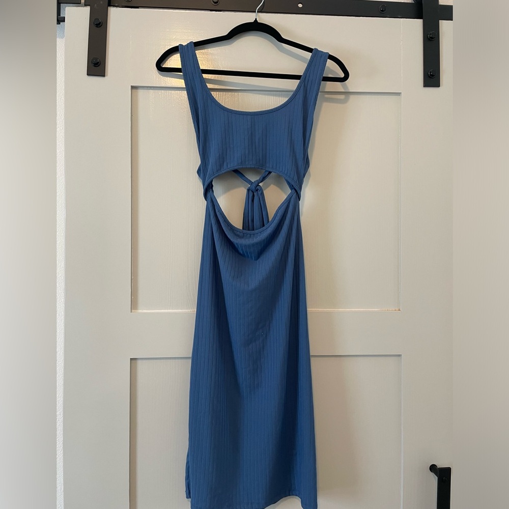 Ribbed midi dress (blue)